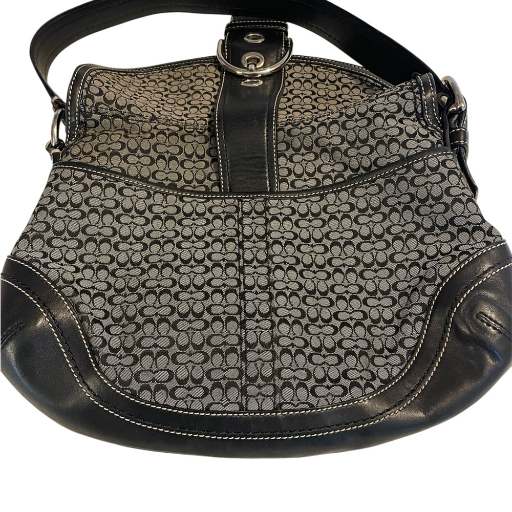 Coach Y2K Black Gray Signature Leather Soho Buckle Flap Shoulder Bag 10926 - Picture 3 of 6